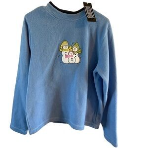 NWT Rachel Brooks snowman sweatshirt blue winter and seasonal size medium